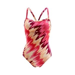 Nike Womens One Piece Swimsuit L Pink Techno Camo Racerback Athletic Bathing